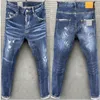 Heißer Verkauf Herren Designer-Jeans Distressed Ripped Biker Denim Skinny Straight Slim Fit Zerkratzte Patches Stone Washed Fashion Washed Destroyed Motorrad-Biker-Jeans