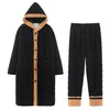 Dicke Korallen Fleece Nachtwäsche Winter Pyjamas Overalls Männer Warme Verdicken Cartoon Nachtwäsche s Männer Pyjamas Hoodie 231228