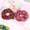 Accessoires pour cheveux Noël Fille Cheveux Scrunchy Anneau Bandes Élastiques Flocon De Neige Rouge Plaid Gros Intestin Sport Danse Scrunchie Doux Hairb Dhoym