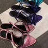 Top qualità 10,5 cm di altezza punta aperta sandali con tacco a spillo fibbia regolabile cinturino alla caviglia scarpe vestito per le donne di festa Designer di lusso calzature di fabbrica con scatola