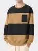 2023 Automne Sweat-shirts rayés Hommes Streetwear Patchwork Poches Oneck Manches longues Pulls en coton Sweat à capuche Tops Plus Taille 8XL 231228