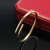 Klassische Designerin Frau Nagel Mode Unisex Manschette Armband Paar Bangel Gold Schmuck Valentinstag Geschenkzubehör