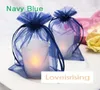 Sac en Organza transparent bleu marine, 16 couleurs, 100 pièces, 1015cm, fournitures pour cadeaux de mariage, sac à bonbons 3501821