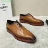 Berluti Mens vestido Sapatos de couro Oxfords Sapatos Berluts Novos homens venezia bezerro de couro escovado Sapatos Oxford Scritto Gentlemans Sapatos formais de couro HB 7su5