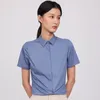 Damskie bluzki damskie biuro letnie kazane guziki koszuli bez kieszonkowej koszule z krótkim rękawem