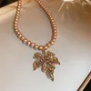 Necklace Earrings Set Vintage Champagne Crystal Pendant Sets Party Accessories Bijoux