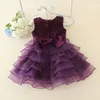 Meisje Jurken Kinderen Meisjes Paarse Jurk Bloem Mouwloze O Hals Boog Vestidos Formele Apperal Voor Party Kinderkleding SKF154016