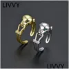 Cluster Rings Livvy Sier Color Geometric Opening Animal Zircon For Women Punk Personality Fashion Finger Ring Party Jewelry Gifts Drop Otctq