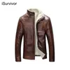 Isurvivor Men Winter grossa lã de couro pu de casacos de casacos hombre masculina moda casual slim fit size size zip jackets Men 231227