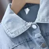 Lente Herfst Mode Meisjes Denim Jas Falbala Volledige Mouw Cartoon Kat Borduren Casual Peuter Meisje Kant Strik Jean Tops Uitloper 231228