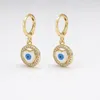 Boucles d'oreilles créoles rondes, pendentif crochet, cœur grec, petit Piercing pour les yeux, bijoux d'oreille de luxe pour femmes, vente en gros, 1 paire