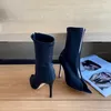 Gianvito Rossi Hiroko Cuissard Boot Tasarımcısı Saçlandırılmış Açık Ayak Karşı Pamuk Stiletto Topuk Boot Diz streç kumaş bot ayak bileği botları Lüks Ayakkabı Kadınlar Boot