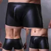 Underpants sexy Männer Boxer PU Lederöl glänzende Unterwäsche niedrige Aufstieg