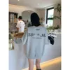 Essentialls Hoodie Designer Fashion Women's Moletons FOG Series Back Double Row Letter Flocking Impressão Estilo Preguiçoso Versátil Solto Redondo Pescoço Moletom Com Capuz