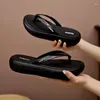 Slippers Bread Flip-Flops Women Wear Thick-Soled Flip Toe Beach Seaside Plywood Leisure Antiskid