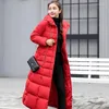 Women's Trench Coats 2023 Winter Jacket Warm Fashion Bow Belt Fur Collar Coat Long Dress Women Thick Korean Style Quilted