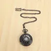 Pocket Watches 2X Vintage Steampunk Black Roman Numerals Necklace Quartz Pendant Watch Gift