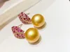 Dangle Earrings D526 Pearl Fine Jewelry 925 Sterling Silver 10-11mm Nature Fresh Water Golden Pearls Drop For Women