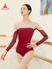 Stage Wear Femmes Ballet Danse Justaucorps Fille Dos Ouvert Formation Body Gaze Manches Longues Costume Top Air Yoga Justaucorps