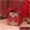 Cadeau cadeau Creative Nouvel An Festif Boîte-cadeau rouge Anniversaire Bonbons Vacances Beautif Bow Boîtes 10.5x10.5x11cm Lx4470 Drop Livraison Accueil Gar Dhyxn