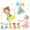 Baby Rattles Soft Stuffed Animal Rattle Hand Grip Toys Shaker Crinkle Squeaky Sensory Travel Accessories for Toddler Gifts 231228