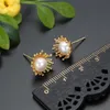 Stud Pearl Earrings White Pink Freshwater for Women Party Gift Fashion Jewelry Beautiful Flower Leaf292e