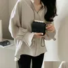 Frauen Blusen Hemden Frauen Langarm V-ausschnitt Hemd 2023 Koreanische Mode Lose Einfache Bluse Büro Dame Chiffon Herbst Tops Casual CL Otbq4
