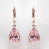 Серьги 14 тыс. Розовый золото розовый бриллиантовый серьга для женщин мода топаз драгоценный камень Bizuteria Garnet Drop Orecchini Girls