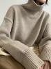 Frauenpullover Frauen Rollkragenpullover Sweater Herbst Winter Dicke Kaschmir gestrickt Pullover warm lässiges loser lockeres Grundpullover Top
