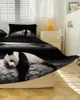 Bed Skirt Moon Night Sky Star Panda Black Elastic Fitted Bedspread With Pillowcases Mattress Cover Bedding Set Sheet