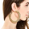 Hoop Huggie Moflo Europe Style 80mm Large Circle Chain Link Statement Earring Punk Kuba örhängen1209m