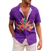 Camisas casuais masculinas Carnival Impressão digital Personalidade moda Fashion lapela Manga curta Cardigan Bloups Flower Flower