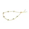 Bracelets à maillons Style rétro, pierre verte, fleur, fée, Simple, doux, romantique, perle