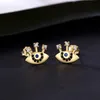 Eye Stud Earrings S925 Silver Set Zircon Plated 18k Gold Earrings European Women Fashion Earrings Exquisite Jewelry Women Wedding Party Valentine's Day Gift SPC