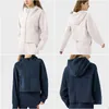 Lu Yoga Lemon Women Jacket Autumn and Winter ، حافظ على ملابس الملابس الخارجية الدافئة للركض معطف التدريب معطف للسيدات بالرياح المائية ALO Drop D Dhgnl