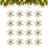 Dekorativa blommor 16st julsimulering guldpulver blommaträd hänge krans tillbehör diy konstgjord (guld