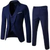 Herren 3-teiliges Set Designer Slim Sets Hochzeit Party Blazer Business Trauzeuge Hosen Weste Anzüge (Anzug Weste Hose)