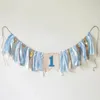 First Kids Birthday Party Highchair Garland 1 2 3 ljusblå Prince Bakgrundsdekoration Baby Shower Crown Banner 231227