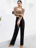 Stage Wear Solid Color Latin Dance Practice Line Pants Women Waltz Costume Jazz High Waist Competition Classical Wide Leg Trousers