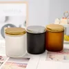 Partihandel 4oz 5oz 8oz Brown Glass Candle Jars med anpassade färgaluminiumljusljushållare