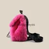 Mode de style sac à dos plissé adapté aux femmes designers rose moelleuse en peluche jeune fourrure winterblieberyes