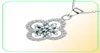 Yhamni fina smycken fast silverhalsband Klöverform Set 1 CT Sona Cz Diamond Pendant Necklace For Women Wedding Jewelry 4Y3946559