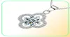 Yhamni Bijoux Fine Collier en argent solide Ensemble de forme de trèfle 1 ct Sona CZ Diamond Pendant Collier pour femmes Bijoux de mariage 4Y3946559