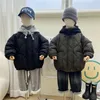 Children Cotton Padded Coats Winter Solid Plaid Warm Boys Girls Hooded Parka 1 8Years Kids Casual Quilted Jackets 231228