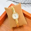 Armbandsur högkvalitativt mässing Band Women's Watch Quartz Vintage Luxury Antique Crystal 24K Gold Medieval Style