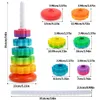 Montessori Rotating Rainbow Tower Bebê Empilhamento Puzzle Brinquedos Segurança e Proteção Ambiental Colorido Crianças 231228