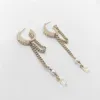 2022 Toppkvalitet Charm Drop Earring med diamant- och naturskalpärlor i 18K Gold Plated Have Box Stamp PS7132A2114