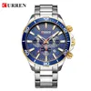 Montres pour hommes Top marque de luxe mode affaires Quartz montre-bracelet en acier inoxydable CURREN chronographe et Date Relogio Masculino275A