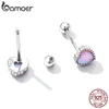 925 Sterling Silver Shining Opal Heart Earrings for Women Love Ears Girl Plated Platinum Jewelry Wedding Gift 231225