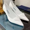 Designer Sandals Pointed High Heel Single Shoes P Triangle 3.5cm 7.5cm Kitten Heels Sandal for Women Black White Pink Blue Wedding Shoes size 35-40